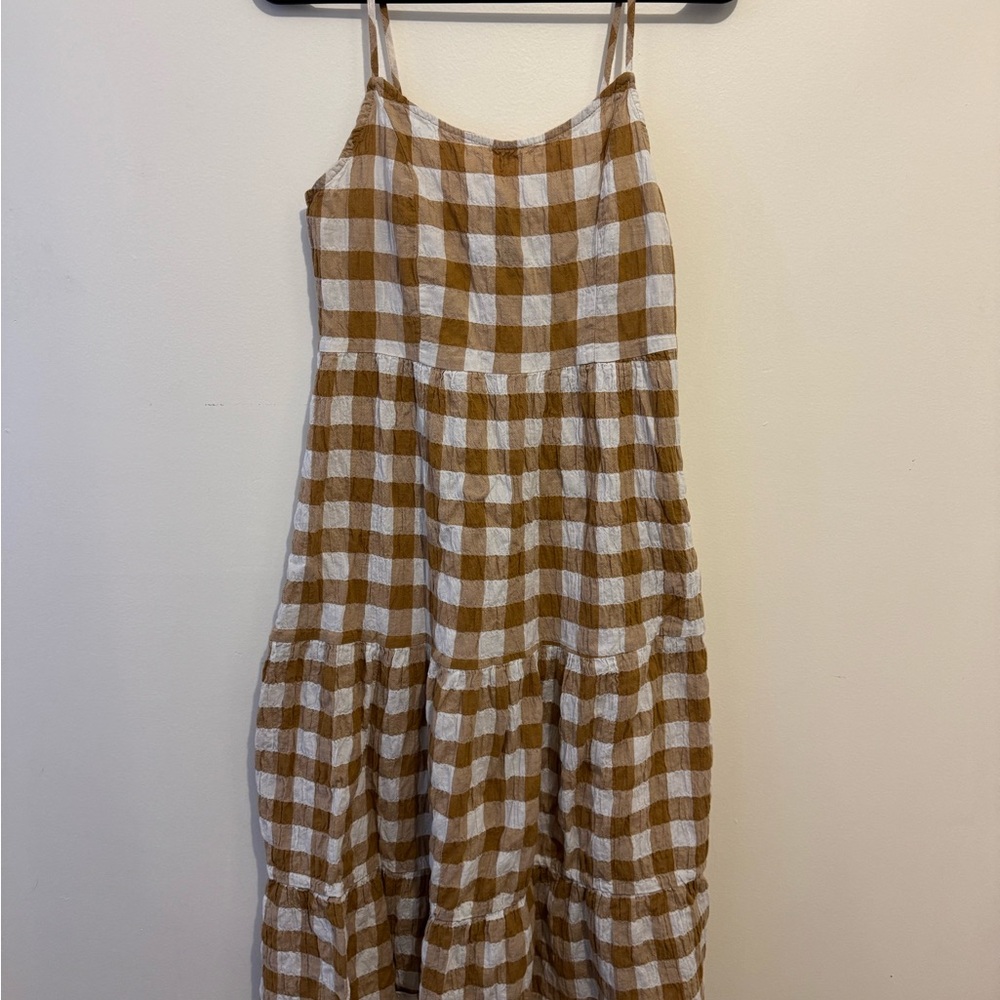 Forever 21 Tan and White Plaid Dress